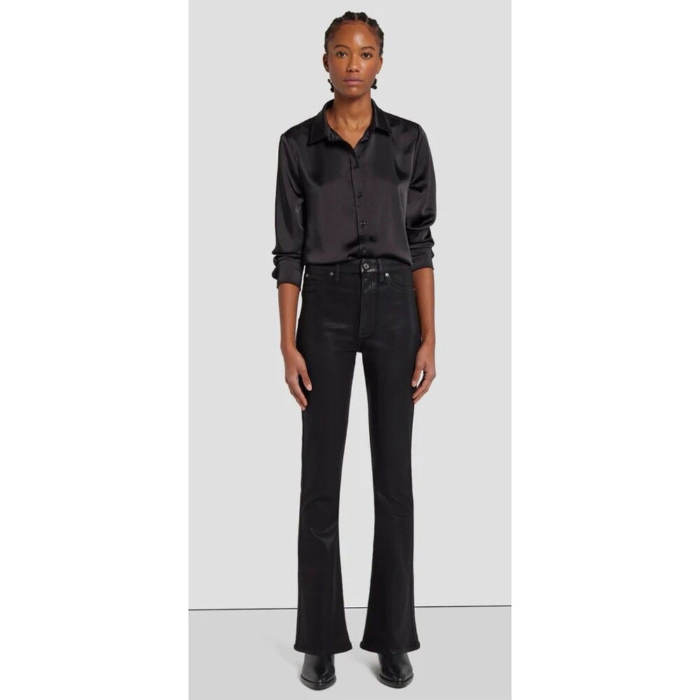 7 For All Mankind Women's Size 27 Black Ultra High Rise Skinny Boot Jeans NWT - Picture 3 of 12